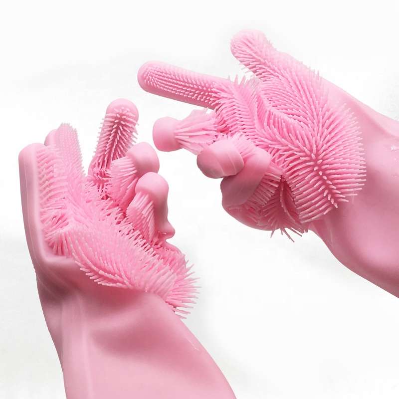 Magic Reusable Cleaning Sponge Gloves Silicone Brush Scrubber Gloves Heat Resistant for Dish washing Bathroom Kitchen Cleaning