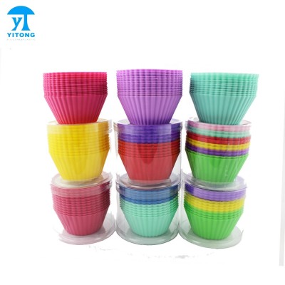 kitchen tool silicone baking cup for cake decoration, round shape silicone cupcake liner, non-stick muffin cake mold cup mold