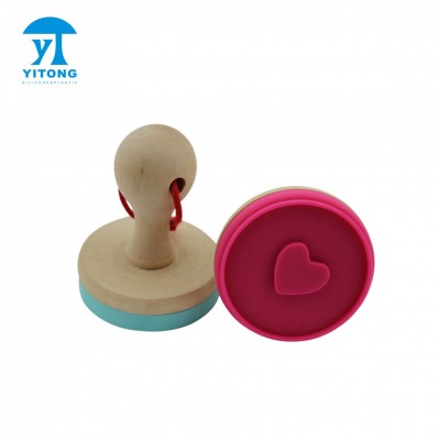 Food safe silicone cookie stamp, embossed 3d design biscuit stamper with wooden handle or fully silicone stamp