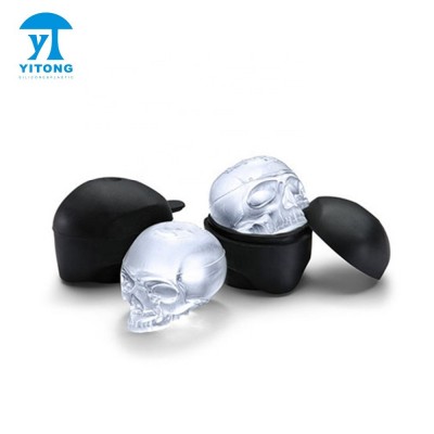 3D Skull Ice Mold ,Easy Release Silicone Mold, Cute and Funny Ice Skull for Whiskey,Cocktails and Juice Beverages,Black