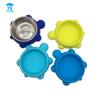 2020 new pet bowl home use  food grade Silicone turtle shape dog bowl